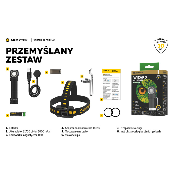 Latarka Armytek Wizard C2 PRO MAGNET USB ciepła biel